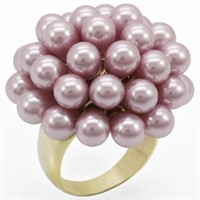 Gold-plated Brass Amethyst Pearl Bouquet Ring