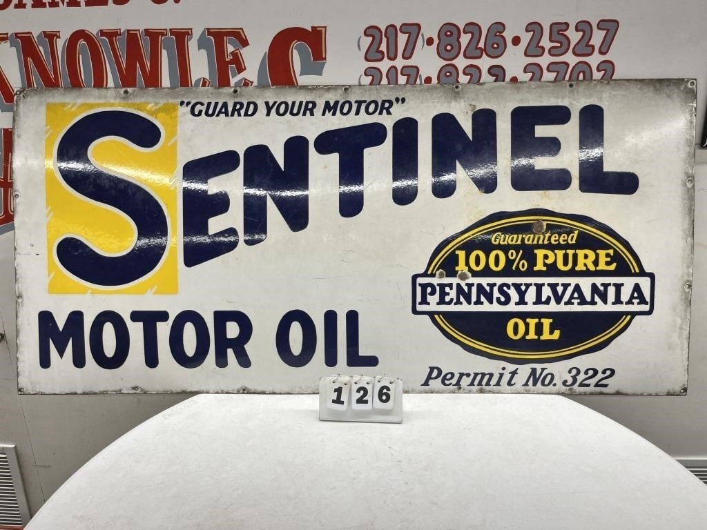 Sentinel Motor Oil Porcelain Sign
