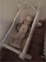Ceramic doll lamp with cradle & more, *both arms