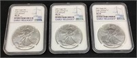 (3) 2021 SILVER AMERICAN EAGLES MS70 EARLY