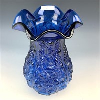 IG Blue Poppy Ruffled Vase