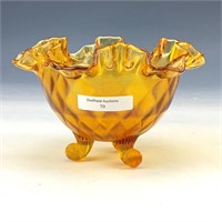 Fenton Colonial Amber Threaded Diamond Optic Bowl