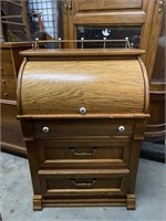 Vintage Solid Oak Roll Top Desk All Original