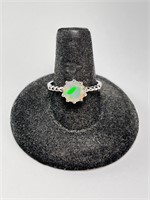 Sterling Faceted Fire Opal Ring 2 Gr Size-8.75