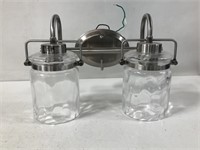 NEW 2 GLASS SHADE BATHROOM VANITY LIGHT FIXTURE