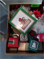 BOX OF CHRISTMAS ORNAMENTS AND RELATED