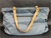 Taipei Gray Bag with Tan Leather Straps