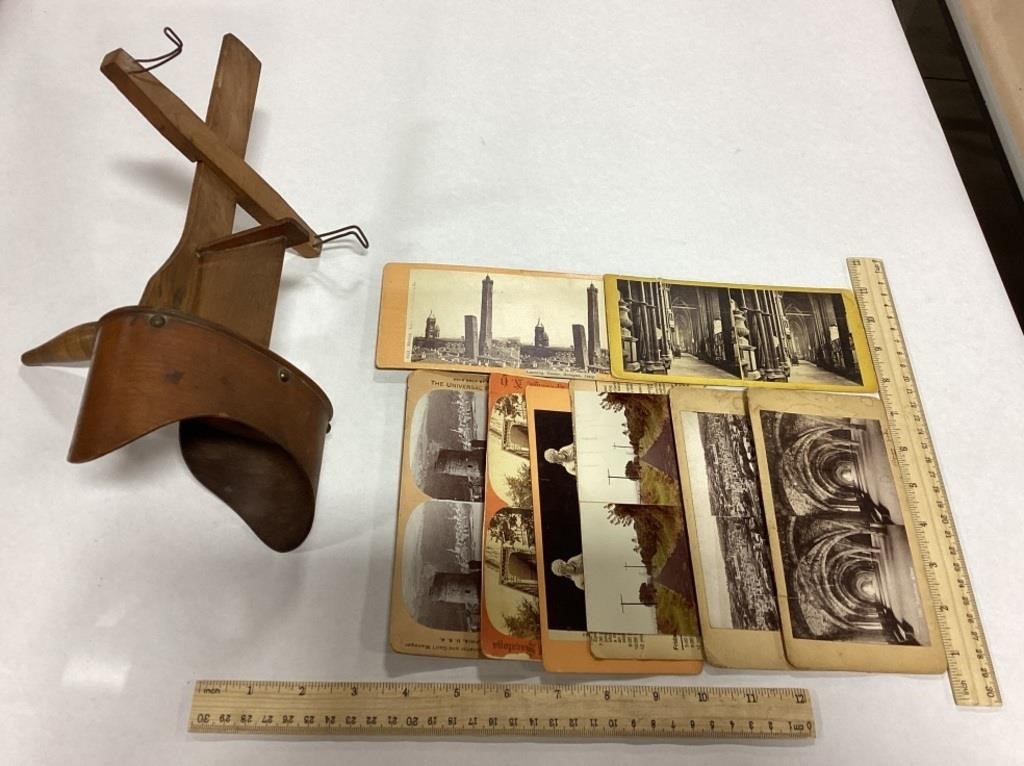 Wooden Handheld Stereoscope w/ Viewer Cards