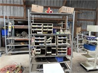 Metal Cart on Wheels with Bolt Bins