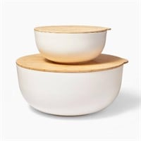 4pc Plastic Mixing Bowl Set w/ Bamboo Lids
