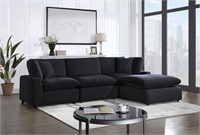 HH76497 SKY Black Velvet Modular Sectional