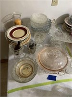 Assorted size bowls, and other glass items