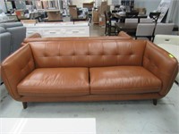 Contemporary Saddle Tan Leather Couch