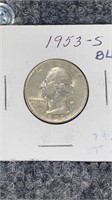 1953S Silver BU Washington Quarter