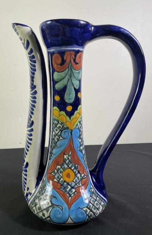 Hand Painted Ceramic Mexican Talavera Pitcher