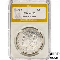 1879-S Morgan Silver Dollar PGA AU58 REV 78