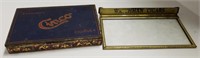 Lot w/ Metal Cinco Cigar Box & Glass Watchman