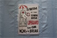 Retro Tin Sign: Swim...Lifeguard