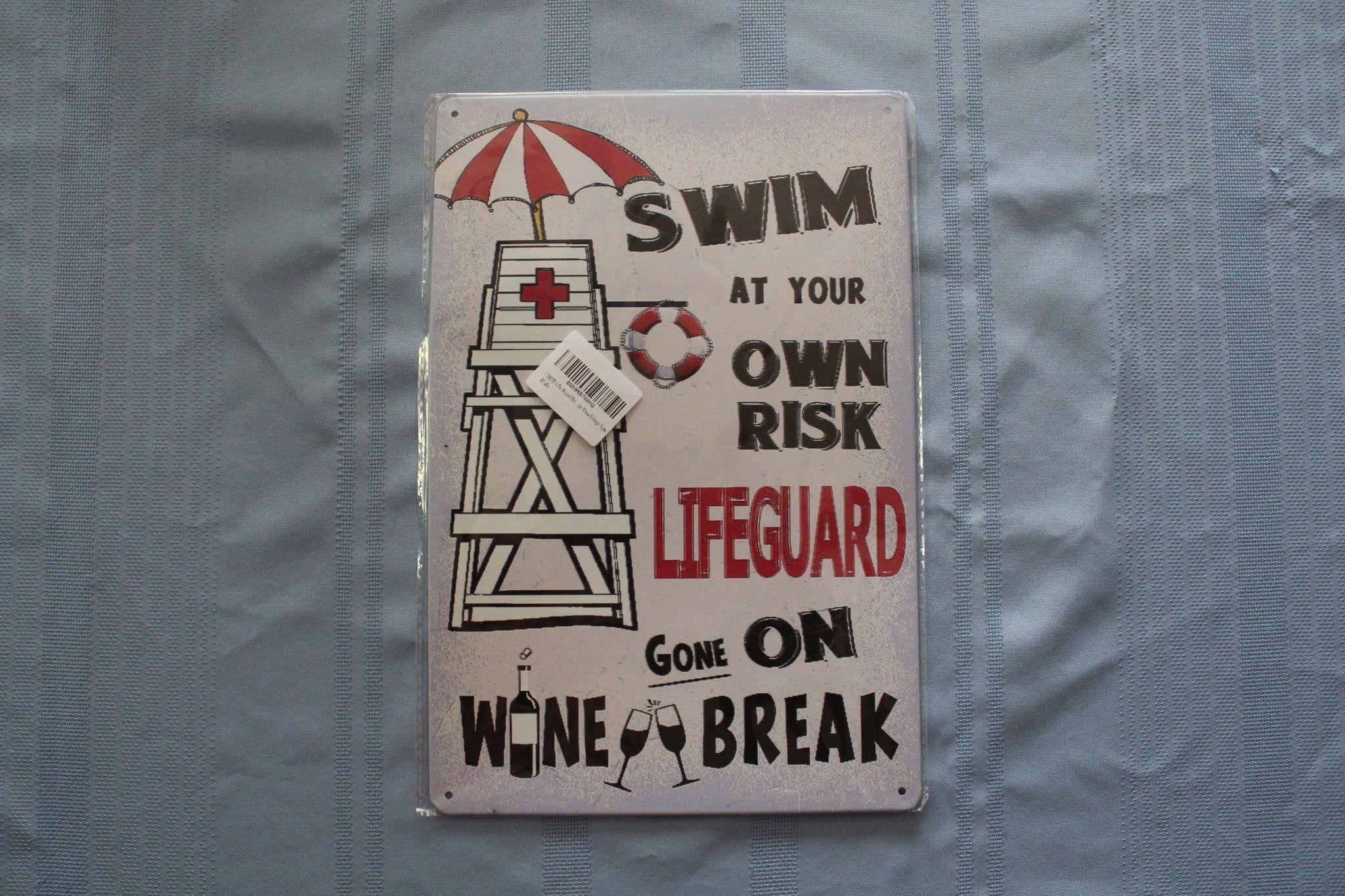 Retro Tin Sign: Swim...Lifeguard