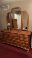 Dresser with mirror eight drawer