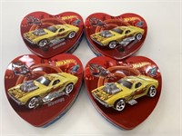 4 New Tins Hot Wheels Milk Chocolate Hearts