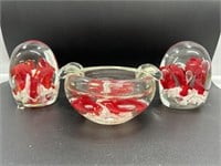 Murano Blown glass candy dish, Bookends