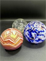 Handblown Blue Oil Glass Paperweight