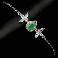 Natural Pear Emerald Cz Gemstone 925 Sterling Silv