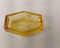 Vintage Amber Glass Salt Cellar W/Pheasant UJC