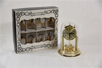 Mantel Dome Clock & Set of 8 Clock Glasses