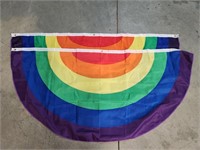 (2) Pride Half Circle Rainbow Flags