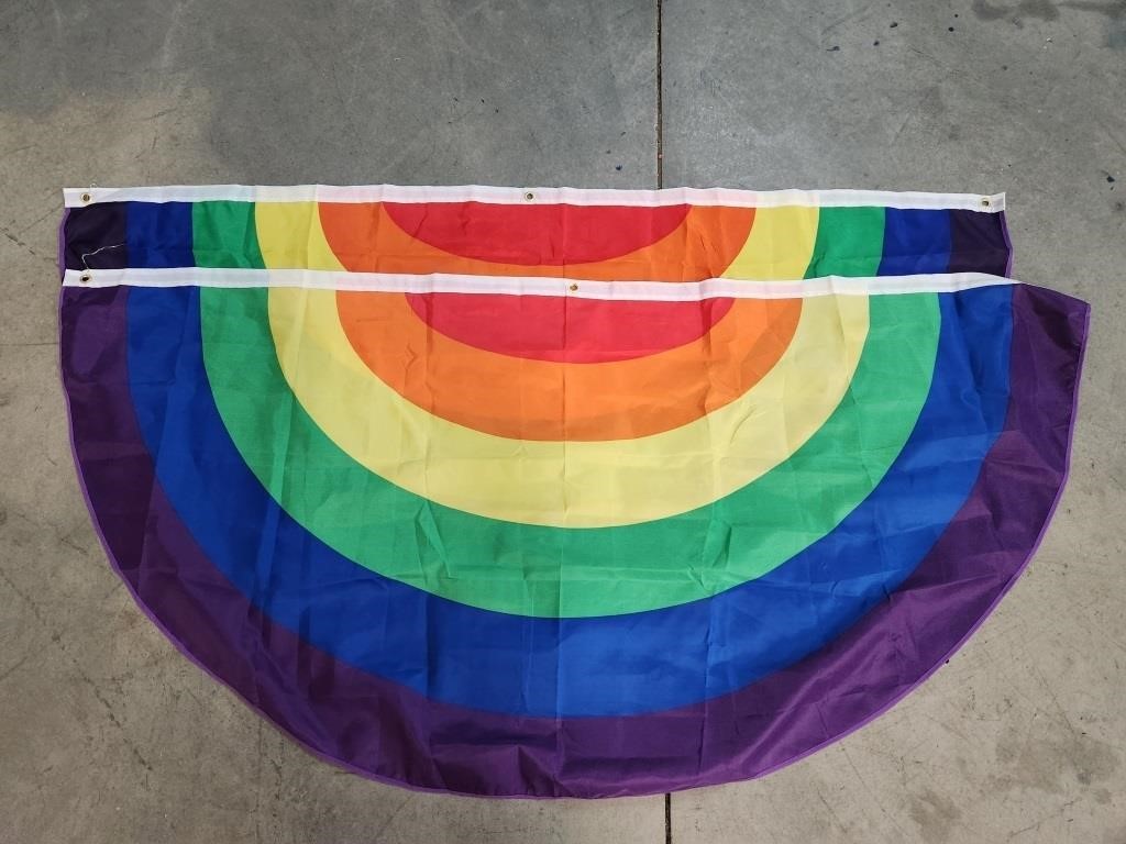 (2) Pride Half Circle Rainbow Flags