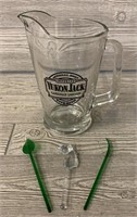 Yukon Jack Beer Pitcher W/ (3) Glass Stir Sticks