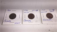 3 CANADIAN CENTS 1946,1946,1960