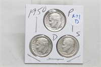 1950 PDS Silver Dimes