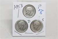 1953 PDS Silver Dimes