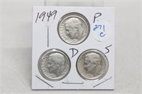 1949 PDS Silver Dimes