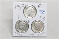 1952 PDS Silver Dimes