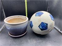 Soccer ball and planter