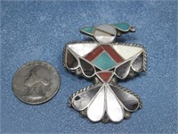 Sterling Silver Tested Zuni Inlay Bolo Pendant See