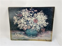 Vintage Van Gogh Flower Print on Cardboard