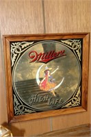 1980 Miller High Life Beer Bar Mirror Sign 14" X