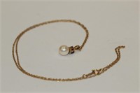 14k Pearl Cornflower Blue Necklace