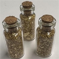 Small Vials w/Gold Flake and Cork Stopper!