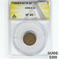 1908-S Wheat Cent ANACS VF20