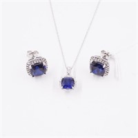 14 Kt Diamond Created Sapphire Set