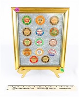 (15) Vintage Dairy Bottle Caps in Frame