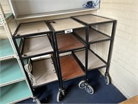 3 Steel Mobile 3 Tiered Stock Trolleys