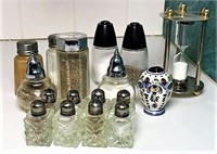 Salt & Pepper Shakers & Hour Glass Timer