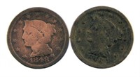 Two 1848 Large Cent's